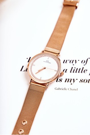 Moteriškas analoginis laikrodis Giorgio & Dario su kubinio cirkonio rožinio aukso spalvos-GDM200733 ROS.GLD