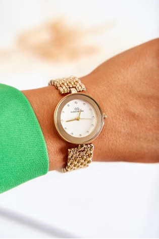 Moteriškas „Giorgio & Dario“ laikrodis su kubiniu cirkoniu ant aukso ciferblato-ZEG/3296 GOLD