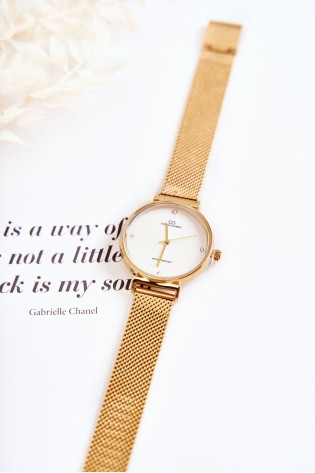 Moteriškas „Giorgio & Dario“ vandeniui atsparus laikrodis su auksine apyranke-ZEG 2/211214 GLD