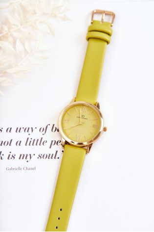 Moteriškas laikrodis su odiniu dirželiu Giorgio & Dario Green-ZEG/20211003 GREEN