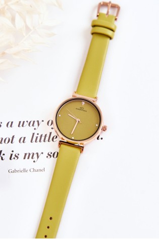 Moteriškas klasikinis laikrodis su odiniu dirželiu Giorgio & Dario Green-ZEG/211013 GREEN