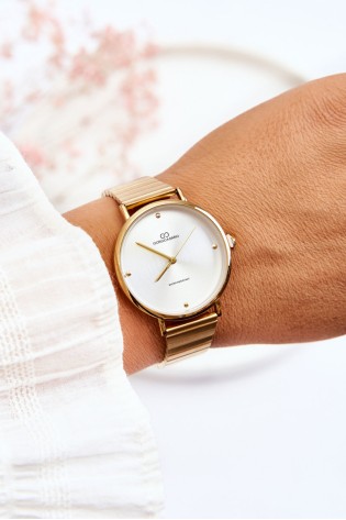 Moteriškas vandeniui atsparus laikrodis ant apyrankės Giorgio&Dario aukso-baltos spalvos-ZEG.220603 GLD/WHT