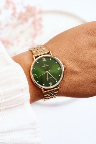 Moteriškas, vandeniui atsparus laikrodis Green Dial Giorgio&Dario Gold-ZEG.220601 GLD/GREEN