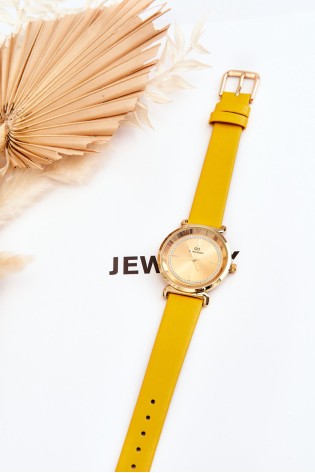 Giorgio&Dario klasikinis moteriškas odinis laikrodis geltonas-ZEG.220402 YELLOW