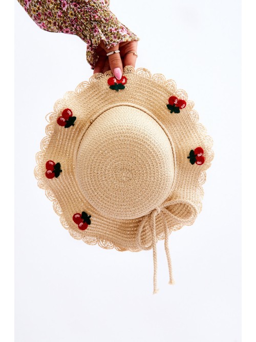 Vaikiška kepurė su vyšniomis Smėlio spalvos-KAP.231362 BEIGE