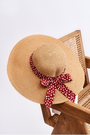 Stilinga vasariška moteriška skrybėlė-KAP.231328 BEI/RED