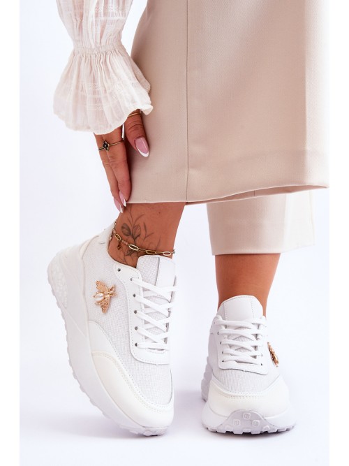 Stilingi laisvalaikio stiliaus batai su puošniu akcentu-LA231 WHITE