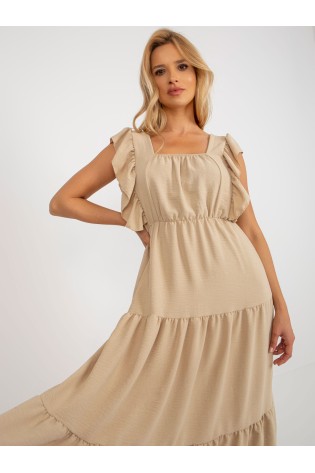 Laisva smėlio spalvos universali suknelė-DHJ-SK-8352.04
