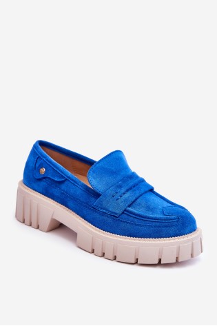 Sodrios mėlynos spalvos stilingi zomšiniai batai-UK132P BLUE