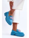 Žydri stilingi batai su dekoratyviais kristalais-JH283P BLUE