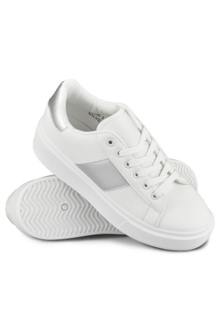 Balti suvarstomi batai su sidabro spalvos apdaila-956-2Si
