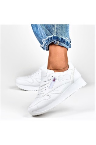 Patogūs balti sneakers stiliaus laisvalaikio batai moterims-BK939-9W