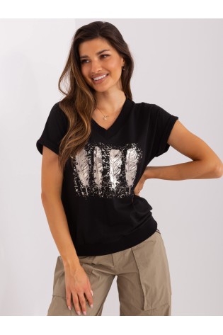 Juodi marškinėliai moterims-RV-BZ-8955.10