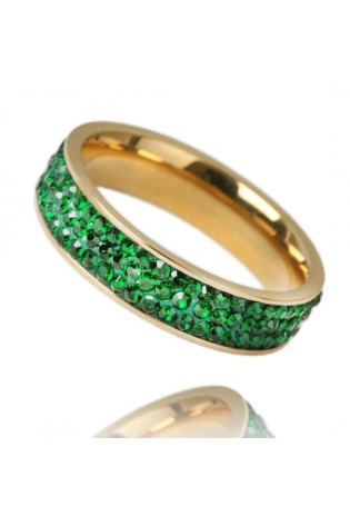 Žiedas su žalia juostele, padengtas 14k auksu PST852, dydis: US5 EU8-PST852R5