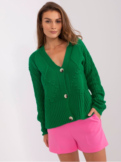 Žalias stilingas megztinis su sagomis-BA-SW-0252.61P