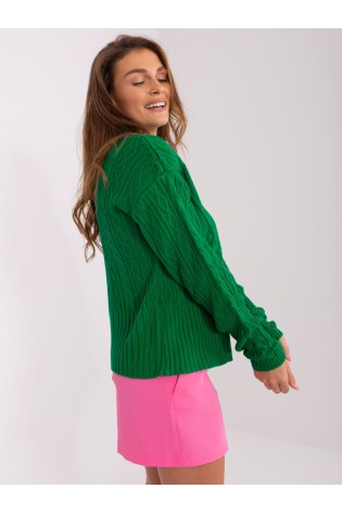 Žalias stilingas megztinis su sagomis-BA-SW-0252.61P