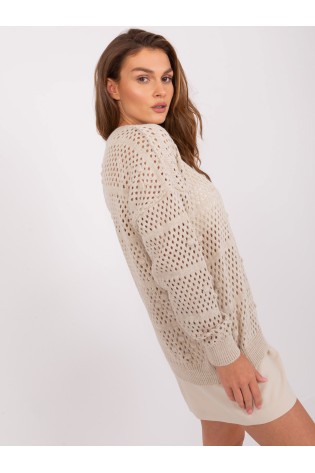 Smėlio spalvos stilingas ažūrinis megztinis-BA-SW-9007.85P
