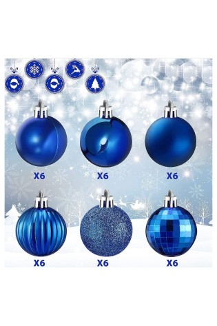 36 vnt. Mėlyni kalėdiniai žaisliukai BSN08WZ1-BSN08WZ1