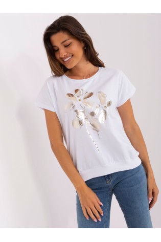 Balti marškinėliai su gėlėmis-RV-BZ-8950.89P