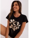 Juodi marškinėliai su gėlėmis-RV-BZ-8950.89P