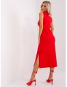 Raudona suknelė su skeltuku šone-TW-SK-BL-R1042.02