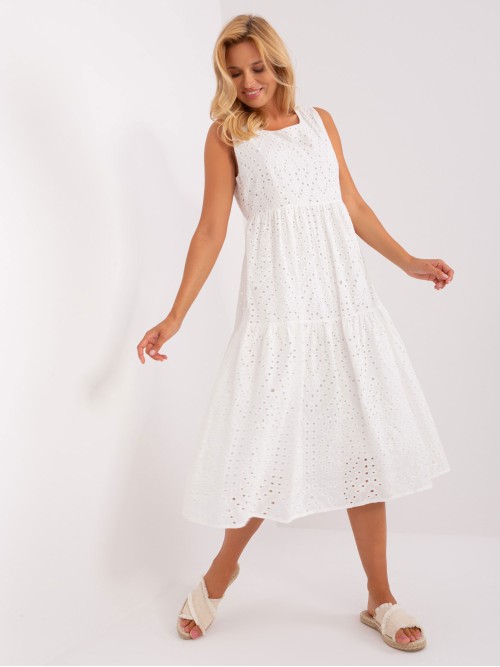Balta patogi vasariška nėriniuota medvilninė suknelė-TW-SK-BI-19869.85