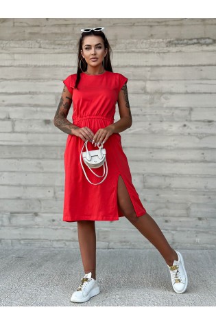 Stilinga raudona suknelė su skeltuku-TW-SK-2318.69P