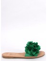 Žalios šlepetės su puriais žiedlapiais COREY GREEN-KB MS9058