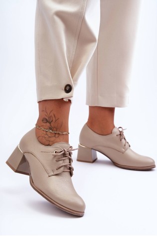 Elegantiški klasikinio dizaino suvarstomi batai neaukštu kulnu-20154 V.Taupe