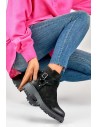 Moteriški juodi zomšiniai batai-250043B-SU