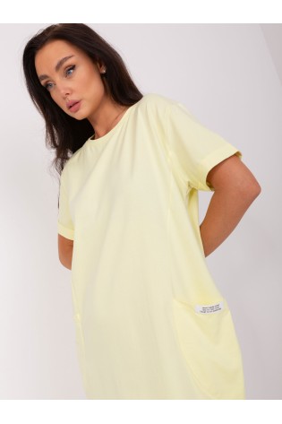 Šviesiai geltona suknelė su kišenėmis-RV-SK-8724.12