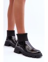 Lakuoti moteriški juodi auliniai batai Pavo-DES925M BLACK