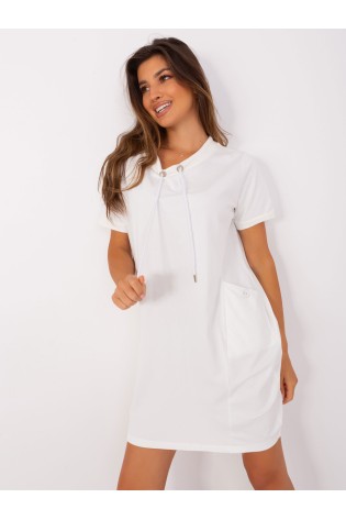 Balta sportinio stiliaus suknelė su kišenėmis-RV-SK-8723.89P