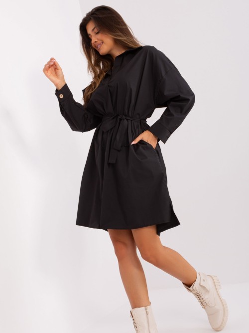 Stilinga juoda patogi suknelė ilgomis rankovėmis-CHA-SK-9010.70