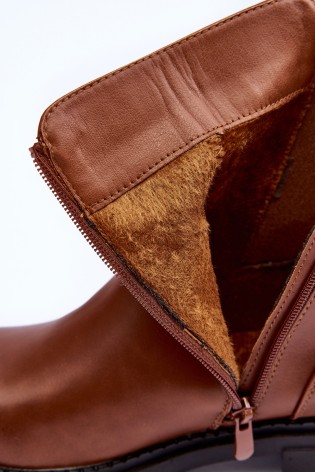 Moteriški rudi odiniai batai su aukso spalvos akcentu-F35 CAMEL