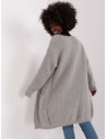 Šviesiai pilkas moteriškas megztinis su kišenėmis-DHJ-SW-1009.09P