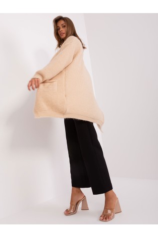 Smėlio spalvos moteriškas megztinis su kišenėmis-DHJ-SW-1009.09P