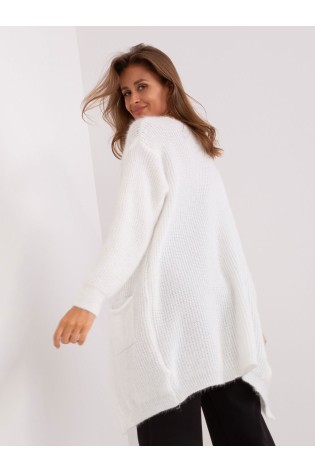 Baltas moteriškas megztinis su kišenėmis-DHJ-SW-1009.09P