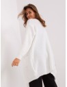 Baltas moteriškas megztinis su kišenėmis-DHJ-SW-1009.09P
