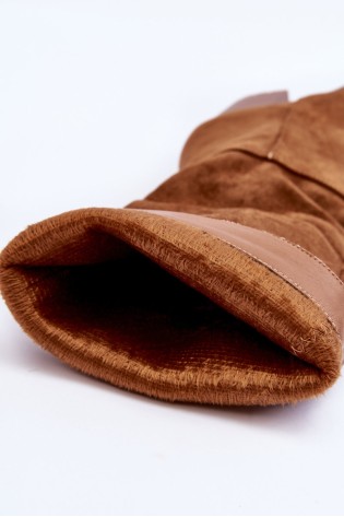 Moteriški zomšiniai rudi ilgaauliai batai-H8-518 CAMEL