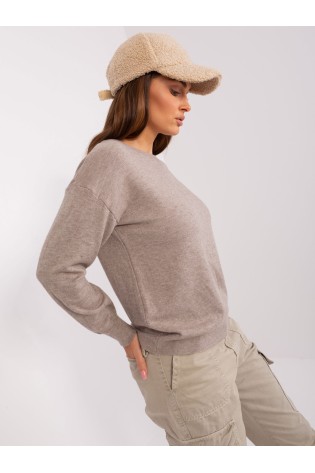 Klasikinis moteriškas rudas megztinis-AT-SW-2325.95P