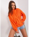 Oranžinis šiltas megztinis su pynėmis-AT-SW-2350.91P