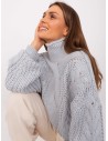 Pilkas šiltas megztinis su pynėmis-AT-SW-2350.91P