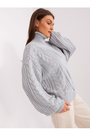 Pilkas šiltas megztinis su pynėmis-AT-SW-2350.91P