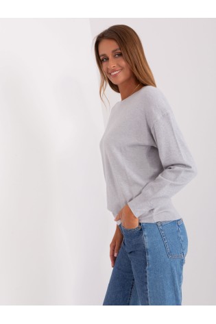 Klasikinis moteriškas šviesiai pilkas megztinis-AT-SW-2325.95P