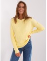Struktūrinio rašto moteriškas geltonas megztinis-AT-SW-2338.14P