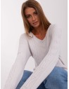 Šviesiai pilkas megztinis su pynėmis-AT-SW-2329.98P