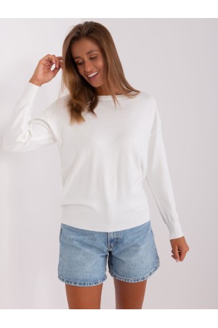 Klasikinis moteriškas baltas megztinis-AT-SW-2325.95P