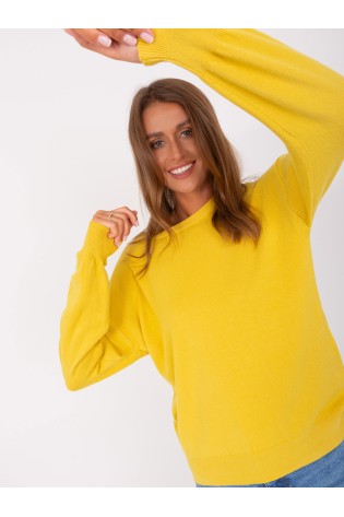 Klasikinis moteriškas geltonas megztinis-AT-SW-2325.95P