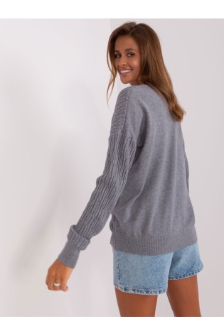 Struktūrinio rašto moteriškas pilkas megztinis-AT-SW-2338.14P